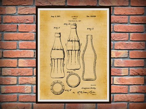 1937 Coca Cola Bottle Patent Print 3rd Design With Hobble Skirt