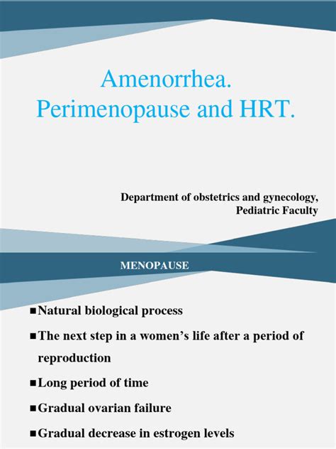 Amenorrhea Perimenopause and HRT | PDF | Hormone Replacement Therapy ...