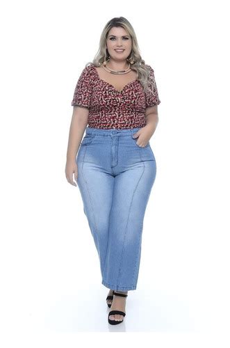 Cal A Jeans Feminina Plus Size Pantalona Wide Leg Premium Nf