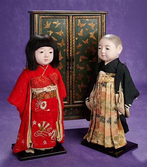 An Exceptional Original Japanese Pair Of Ichimatsu Dolls With Artist