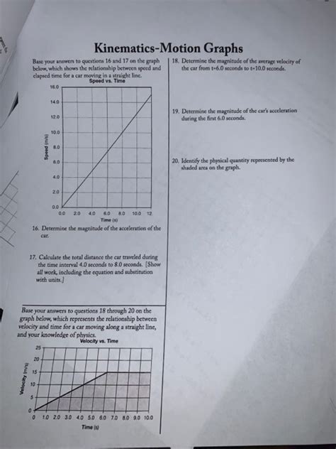 Solved Kinematics Motion Graphs Base Your Answers To Chegg