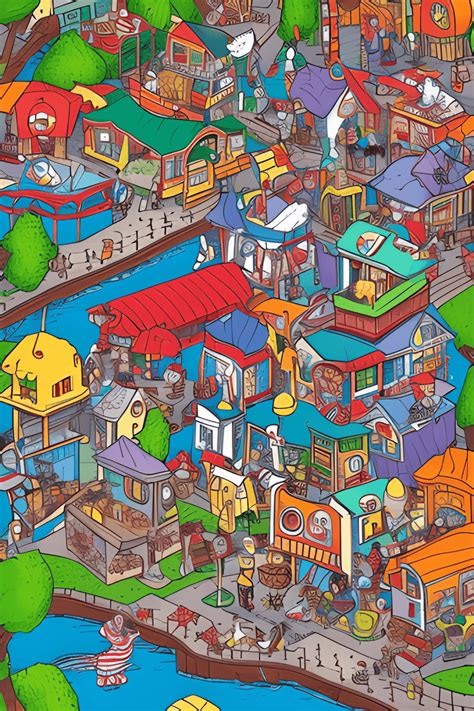 Fantasy City Where Is Waldo Style Realistic Illustration Creative Fabrica