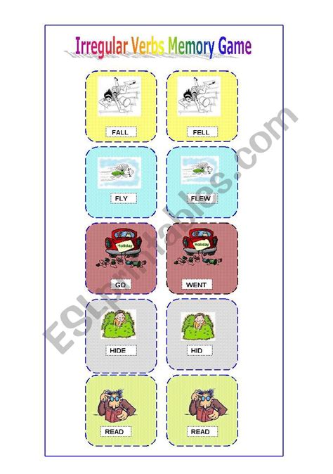 Irregular Verbs Memory Game 6 Of 6 ESL Worksheet By Malou5972