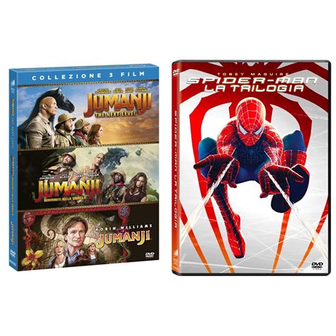 Cofanetto Jumanji 1 3 3 DVD 3 DVD Spider Man 1 3 Collection