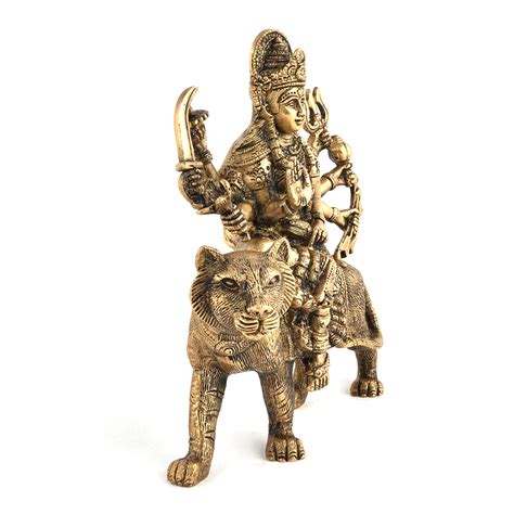 Brass Durga Hindu Goddess Religious Statue