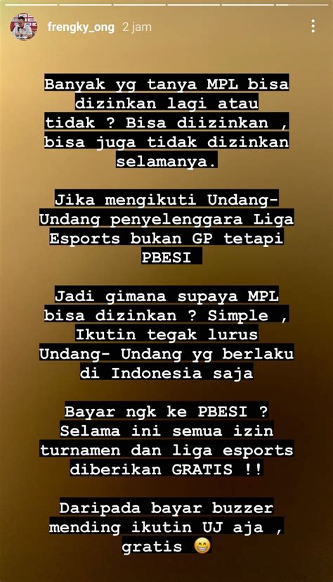 Jawaban Pbesi Soal Perizinan Mpl Indonesia Mobile Legends Esportsku