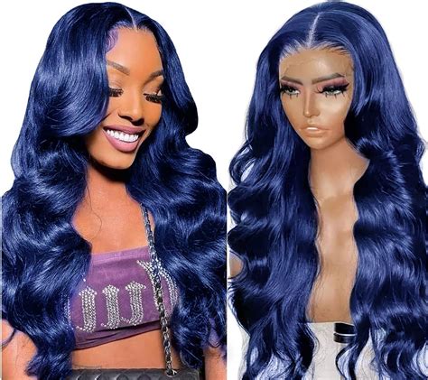 Amazon Dark Blue 13x4 Lace Front Wig Human Hair Glueless HD