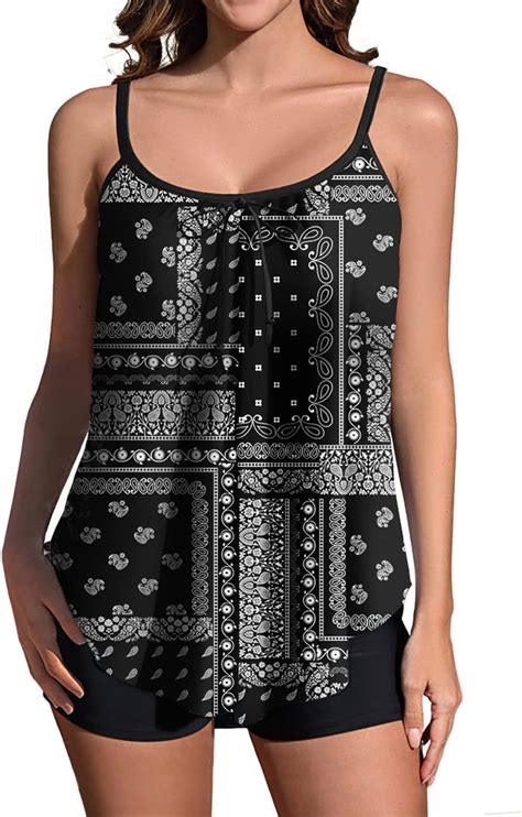 Rekita Flowy Tankini Bathing Suits For Women Swimsuits Tankini Sets For Two Piece Swimwear