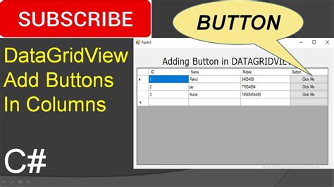 Add Button In Column In Datagridview In C Youtube