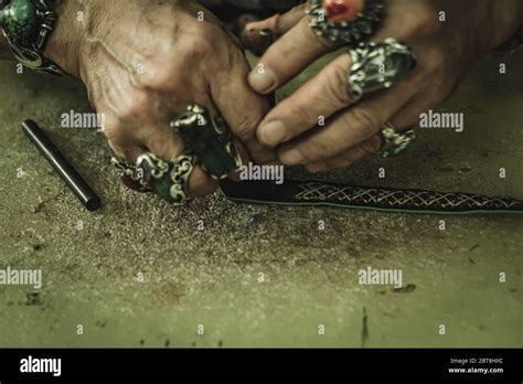 leather craft hand  thailand stock photo alamy
