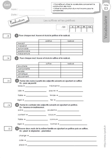 Les Suffixes Exercices