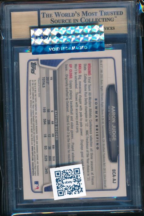 AARON JUDGE AUTO 1st 2013 Bowman Chrome Rookie Card RC BGS 9 5 10 QUAD