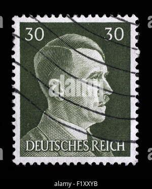 Nazi Germany Circa Postage Stamp With Portrait Of Adolf Hitler