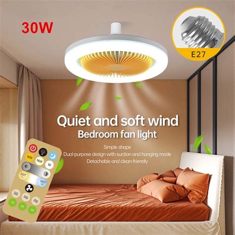 W Ceiling Fan With Light And Remote E Led Bulb Universal Ac V V