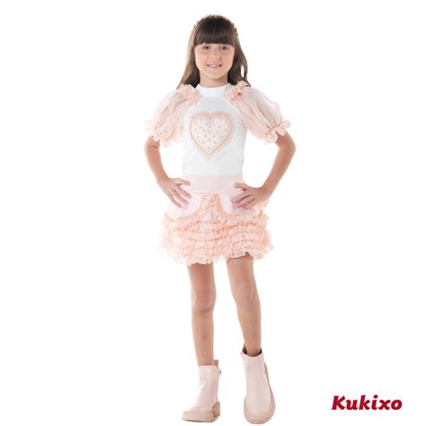 CONJUNTO BLUSA E SAIA Kukixo Moda Infantil