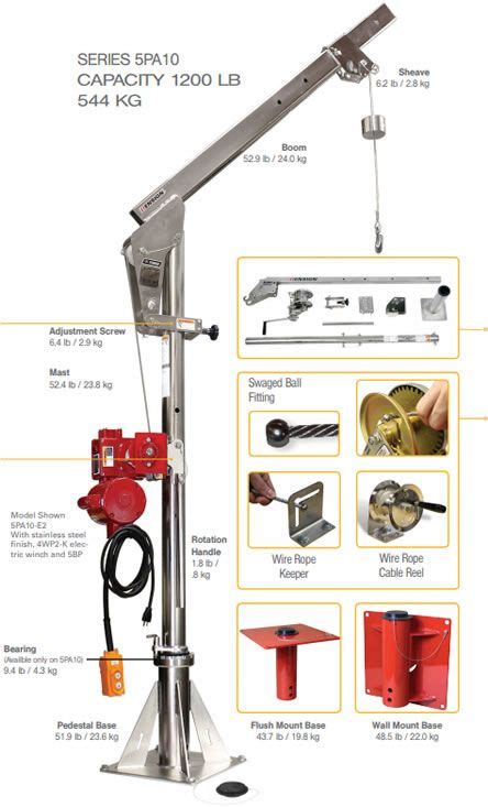 Ensign Series Portable Davit Crane Davit Cranes Floor Crane Floor