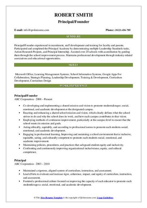 Editable Principal Resume Templates