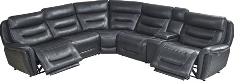 Cindy Crawford Home Regis Park Midnight Leather 6 Pc Dual Power