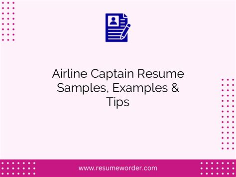 Airline Captain Resume Samples Examples Tips Resumeworder