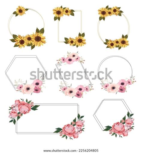 Floral Border Templates Elegant Geometric Shapes Stock Vector (Royalty ...