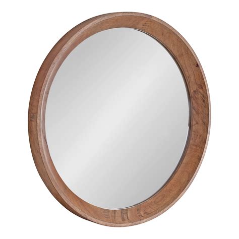 Kate And Laurel Hartman Transitional Round Wood Framed Wall Mirror 24