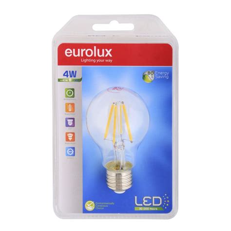 Eurolux LED Filament A60 E27 4w Warm White HiFi Corporation