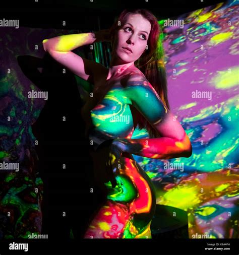 Psychedelic Illuminated Nude Stock Photo Alamy