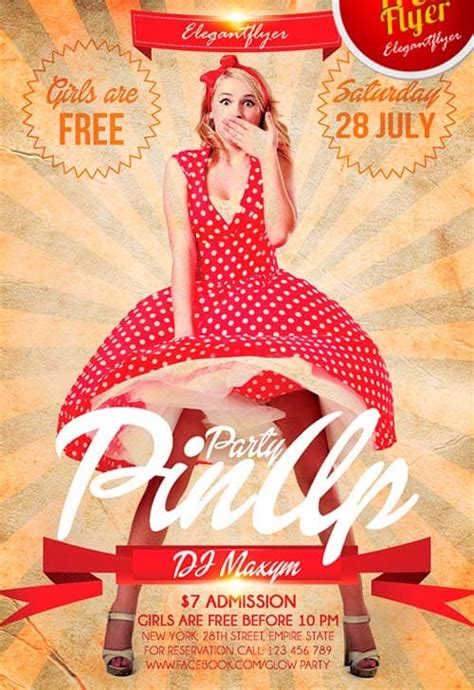 Download Free Pin Up Party Flyer Psd Template