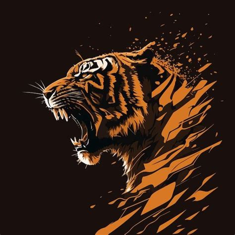 Ilustra O Em Vetor Cabe A De Tigre Rugindo Vetor Premium Tiger Art