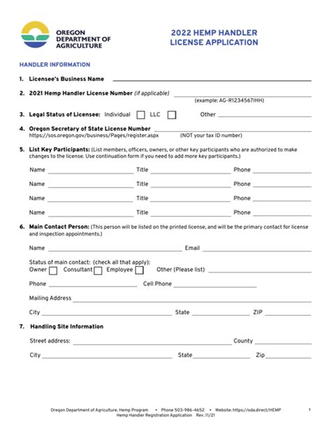 2022 Oregon Hemp Handler License Application Fill Out Sign Online