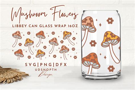 Retro Mushroom Flower Beer Can Glass Svg Graphic By UDShopTHDesign