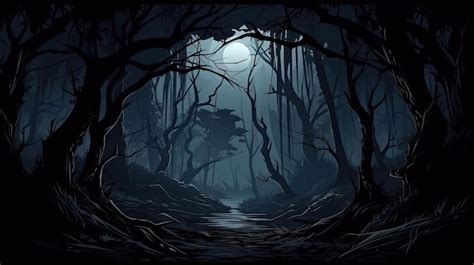 Premium AI Image | Dark and scary forest at the night