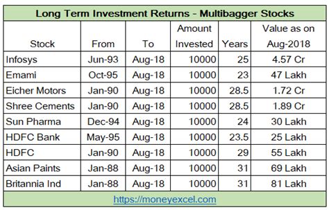 Multibagger Stocks Returns In Last One Year