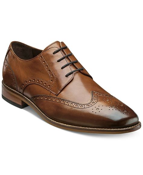 Men Brown Color Full Brogue Burnished Toe Wing Tip Leather Lace Up