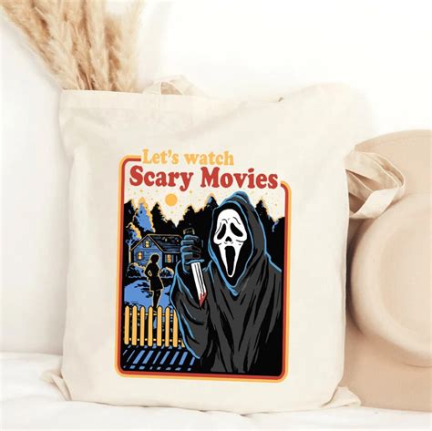 Let S Watch Scary Movies Tote Bag Scream Tote Bag Ghostface Tote Bag