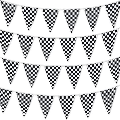 Checkered Flags Black And White 100 FT Pennant India Ubuy