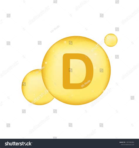 Vitamin D Gold Shining Icon Ascorbic Stock Vector Royalty Free