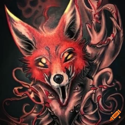 Demon Fox Tattoo Design On Craiyon