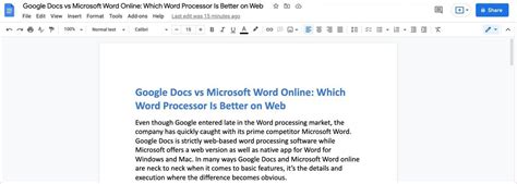 Google Docs Vs Microsoft Word Online Which Word Processor Is Better