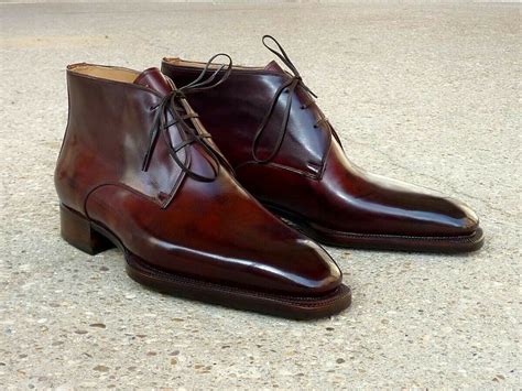 Men S Burgundy Elegant Leather Chukka Boots Men Dress Leather Chukka