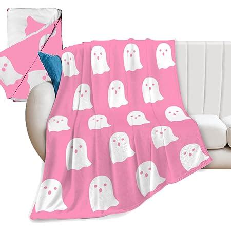 Amazon Cute Halloween Throw Blankets Pink Spooky Ghost