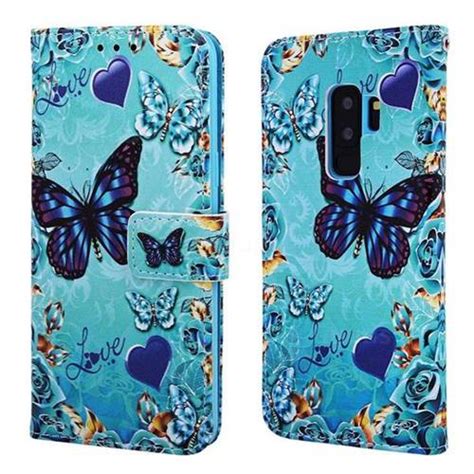 Love Butterfly Matte Leather Wallet Phone Case For Samsung Galaxy S9 Pluss9 Leather Case