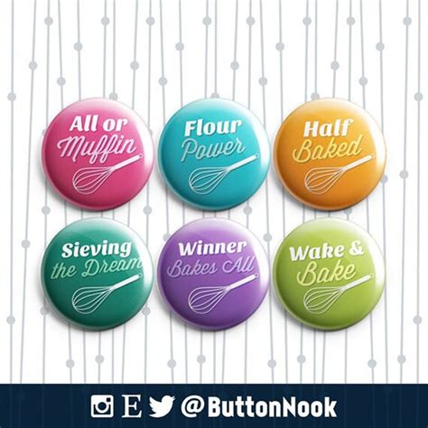 Baking Puns 6 Pack Pinback Badges Magnets Etsy Uk