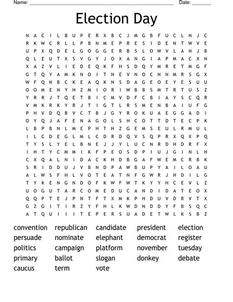 Election Day Word Search WordMint