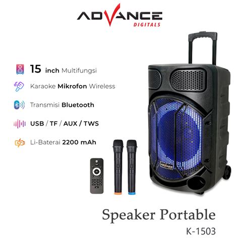 Jual Advance Speaker Portable Bluetooth Ukuran Inch Free Mic K