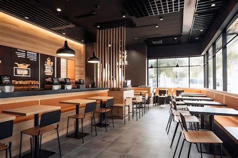 Restaurante De Fast Food Interior Minimalista Moderno E M Veis