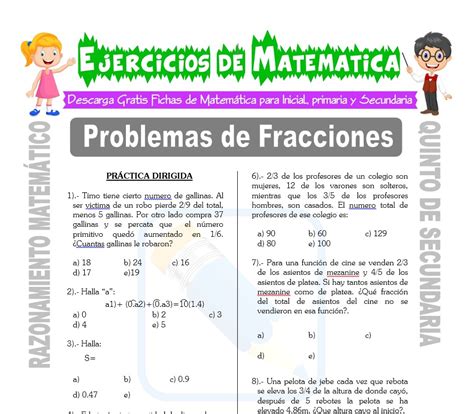 Problemas De Fracciones Para Quinto De Secundaria Matem Tica