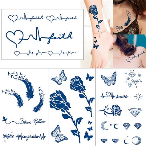 Buy Glaryyears Semi Permanent Tattoos 4 Pack Large Temporary Tattoo