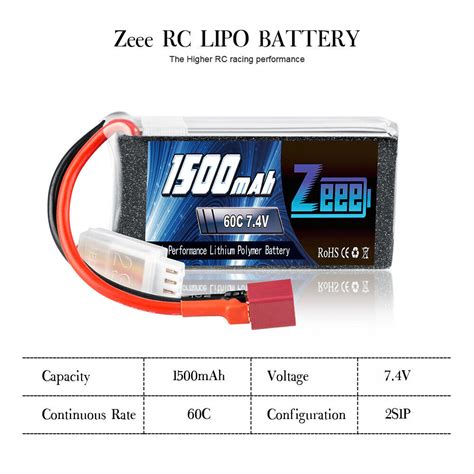 2x Zeee 2S Lipo Battery Deans 7 4V 1500mAh 60C For RC Car Truck Drone