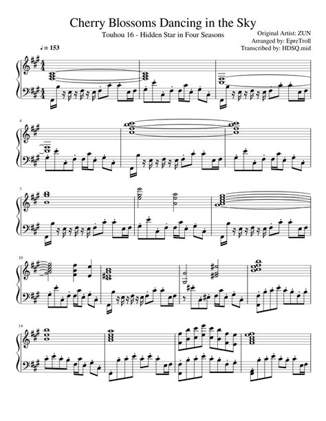 Cherry Blossoms Dancing In The Sky Sheet Music For Piano Download Free In Pdf Or Midi